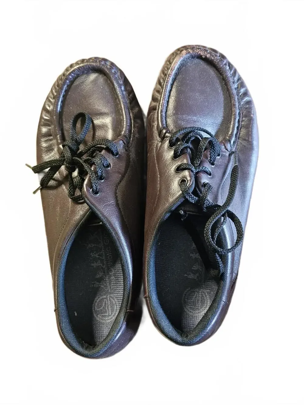 Black Leather Lace-Up Moccasin Comfort Shoes